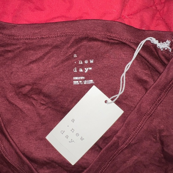 a new day Women's Long Sleeve V-Neck Top - Deep Red - Picture 2 of 6